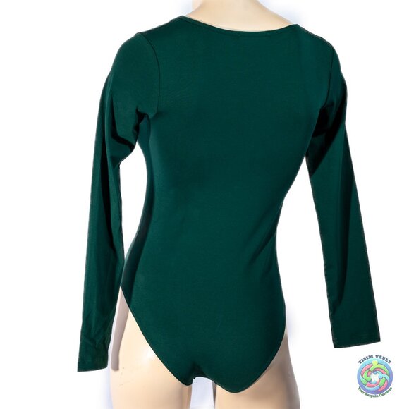 MANGOPOP Women Square Neck Long Sleeve Bodysuit Tops - Picture 2 of 6